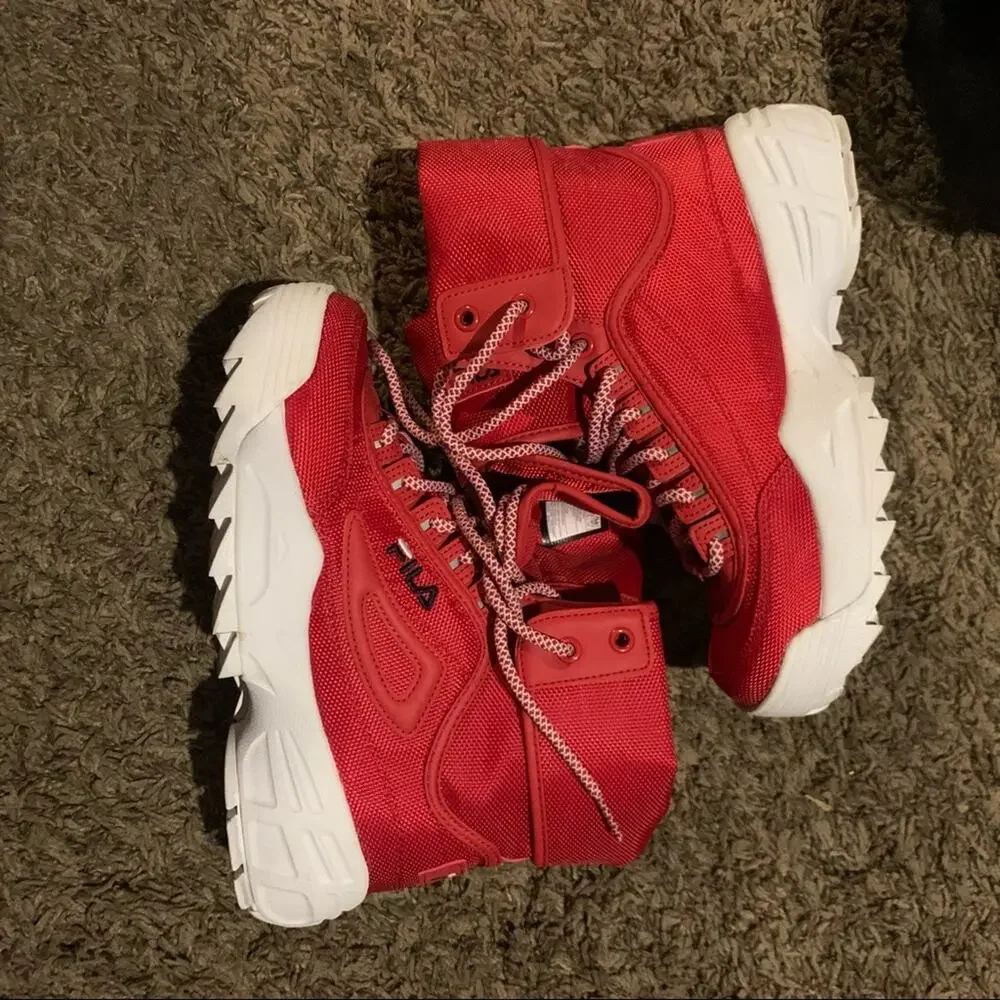 FILA Disruptor Ballistic Red Sneaker Boots Womens Size 7 Chunky Platform Shoes